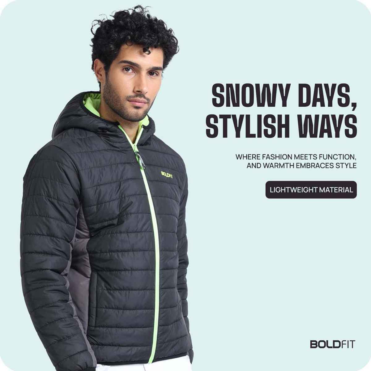 Boldfit Men's Winter Jacket Polyester Padded Bomber Lightweight | L